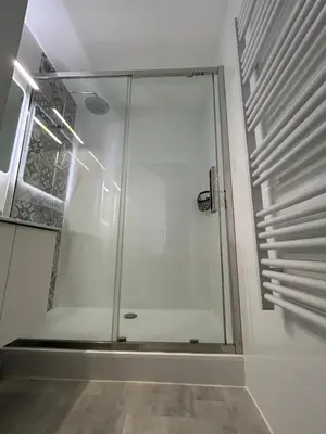 Salle de bains dans l'établissement Appartement cosy avec vue océan à Mimizan 6 personnes