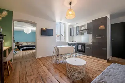 Cuisine ou kitchenette dans l'établissement T2 3 étoiles de charme 40 m2 centre ville Dax