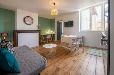 Télévision ou salle de divertissement dans l'établissement T2 3 étoiles de charme 40 m2 centre ville Dax
