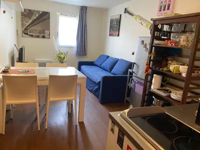Cuisine ou kitchenette dans l'établissement Appart pour 4 à 6 pers Les résidences du lac Soustons plage Piscine proche golf océan