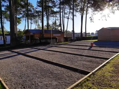 Jardin de l'établissement Bungalow confortable à Saint-Julien-en-Born avec piscine partagée