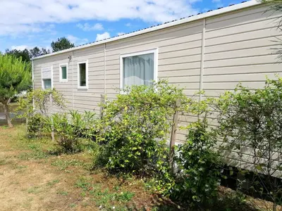 Jardin de l'établissement Bungalow confortable à Saint-Julien-en-Born avec piscine partagée