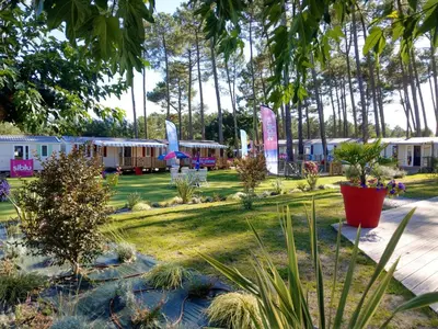 Plan de l'établissement Bungalow confortable à Saint-Julien-en-Born avec piscine partagée