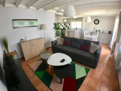 Coin salon dans l'établissement Maison T2, 4 étoiles, lac de Christus, climatisé