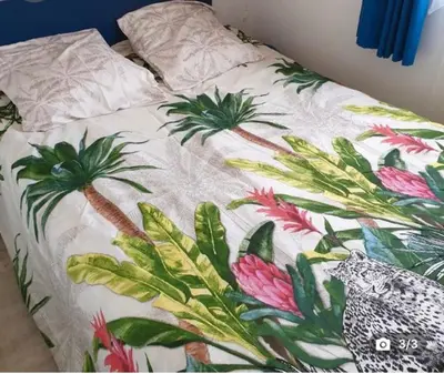Un ou plusieurs lits dans un hébergement de l'établissement Mobilehome 3 chambres curistes camping piscine