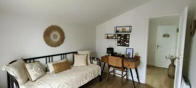 Un ou plusieurs lits dans un hébergement de l'établissement La Cabane Bohème, Maison d'hôtes Bassin d'Arcachon