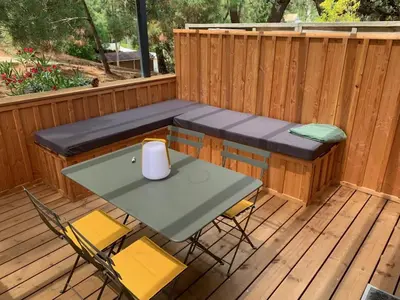 Balcon ou terrasse dans l'établissement T1bis dans les dunes du Cap Ferret