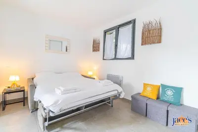 Un ou plusieurs lits dans un hébergement de l'établissement Villa Paradis Pyla sur Mer