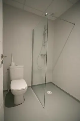 Salle de bains dans l'établissement Motel des Landes