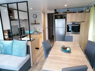 Cuisine ou kitchenette dans l'établissement Les Pins del Sol - camping la réserve