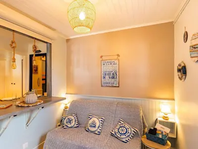 Coin salon dans l'établissement Holiday Home Agur by Interhome