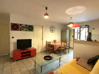 Télévision ou salle de divertissement dans l'établissement Maisonnette 3 chambres proche Océan - Animaux admis - FR-1-379-145