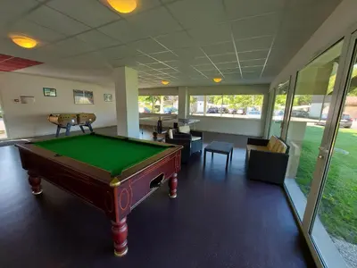 Billard dans l'établissement T2, 50m du lac, PISCINE, WIFI, jardin terrasse sans vis-à-vis, 1 à 4 pers