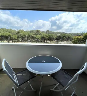 Balcon ou terrasse dans l'établissement Réf 560 Seignosse océan, appartement classé 1 étoile proche plage et commerces, famille