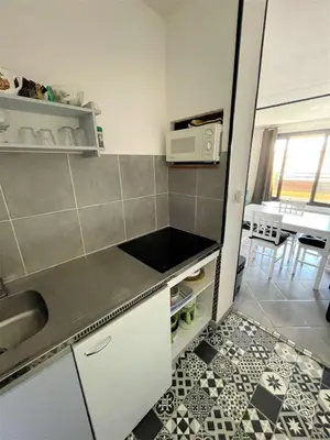 Cuisine ou kitchenette dans l'établissement Réf 561 Seignosse océan , Studio classé 1 étoile à 200m de la plage, idéal couple