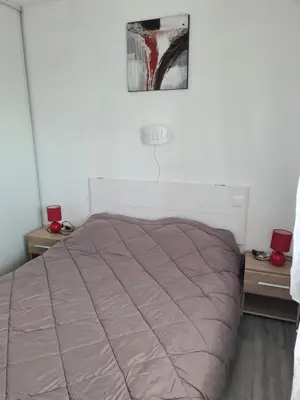Un ou plusieurs lits dans un hébergement de l'établissement Appartement avec vue sur le lac