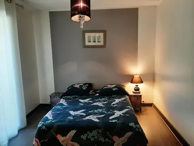 Un ou plusieurs lits dans un hébergement de l'établissement Grande maison familiale avec piscine et varangue à Tarnos, proche plages et commerces - FR-1-239-779
