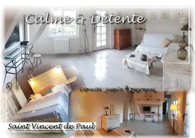 Un ou plusieurs lits dans un hébergement de l'établissement Dax location maison avec spa