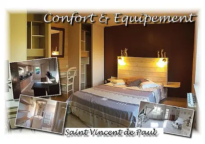 Un ou plusieurs lits dans un hébergement de l'établissement Dax location maison avec spa