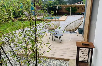 Jardin de l'établissement Villa Hossegor - 4 étoiles, 6 chambres - 5 salles de bains - piscine chauffée 5 mn des plages