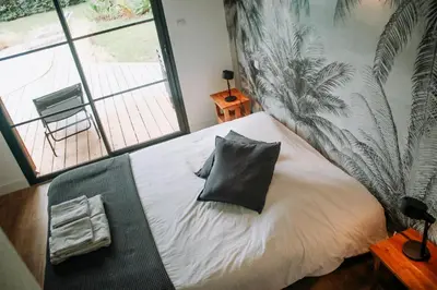 Un ou plusieurs lits dans un hébergement de l'établissement Les cabanes de l'océan, Villa confort proche plage sauvage