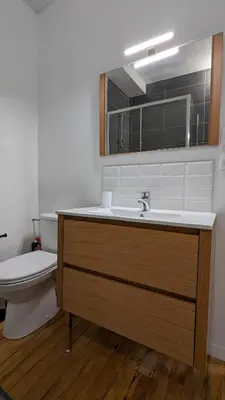 Salle de bains dans l'établissement Le Cosy & Reposant, 3 étoiles, 6p, 7 min Océan & Plage,