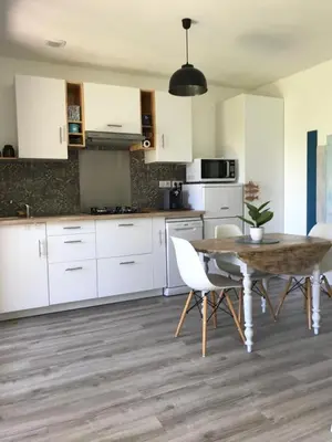 Cuisine ou kitchenette dans l'établissement Charmante Cabane Bois