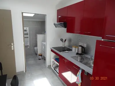 Cuisine ou kitchenette dans l'établissement Biscarrosse Bourg - Chez Perli