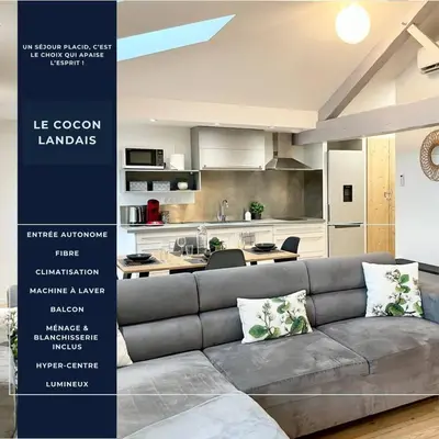 Cuisine ou kitchenette dans l'établissement Le Cocon Landais - Clim - Balcon - Central - Spacieux - Lumineux