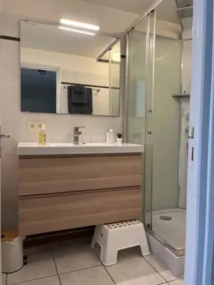 Salle de bains dans l'établissement Appartement à 50 mètres de la Plage des Estagnots à Seignosse, Landes