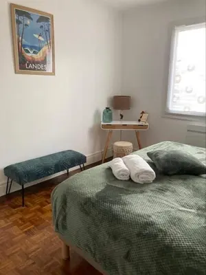 Un ou plusieurs lits dans un hébergement de l'établissement Résidence « les Gets » Location T4 Vieux-Boucau-Les-Bains