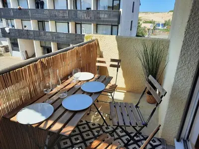Balcon ou terrasse dans l'établissement Au pieds des dunes