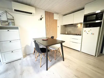 Cuisine ou kitchenette dans l'établissement Bungalow Océane