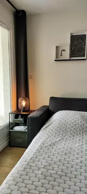 Un ou plusieurs lits dans un hébergement de l'établissement Appart Cosy Green, Océan, Golf, Piscine, Wifi