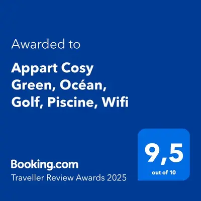 Certificat, récompense, panneau ou autre document affiché dans l'établissement Appart Cosy Green, Océan, Golf, Piscine, Wifi