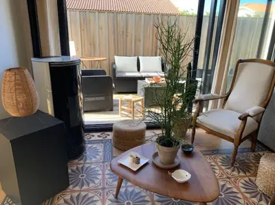 Coin salon dans l'établissement Mimizan Plage Sud Villa Primrose bord de mer