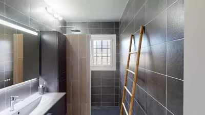 Salle de bains dans l'établissement Chambres d'hôtes, meublé tourisme de France étoilé, 5 minutes de l'océan, 2 vélos à disposition