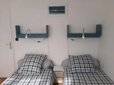 Un ou plusieurs lits dans un hébergement de l'établissement Villa Patio Charmante, 2 Pas des Plages, Terrasse, Parking, Piste Cyclable - FR-1-239-892