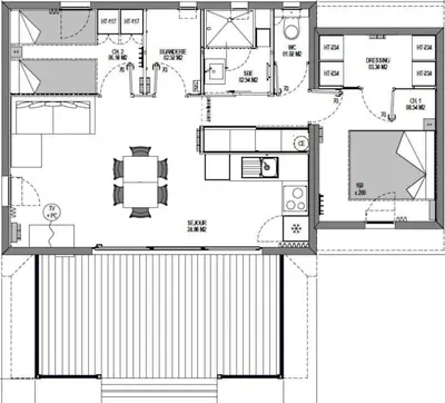 Plan de l'établissement Chalet à louer - 52m2 - Landes
