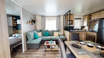 Cuisine ou kitchenette dans l'établissement Camping Officiel Siblu La Plage