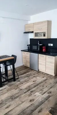 Cuisine ou kitchenette dans l'établissement La Pierre 2 studio entier