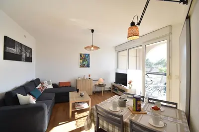 Coin salon dans l'établissement Point d'or L21 - Hossegor appartement 4 personnes plage piscine