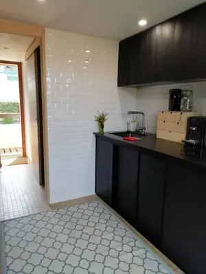 Cuisine ou kitchenette dans l'établissement Joli appart. entre Biarritz et Bordeaux à Moliets
