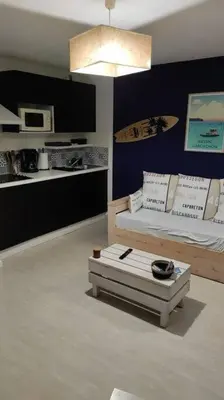 Cuisine ou kitchenette dans l'établissement T2 cabine avec terrasse et piscine